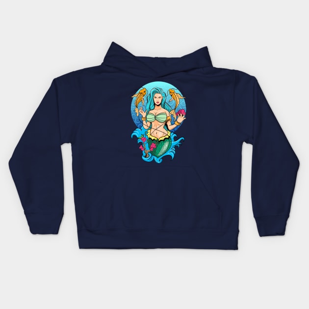 Sexy Mermaid and Shells Kids Hoodie by Pasfs0